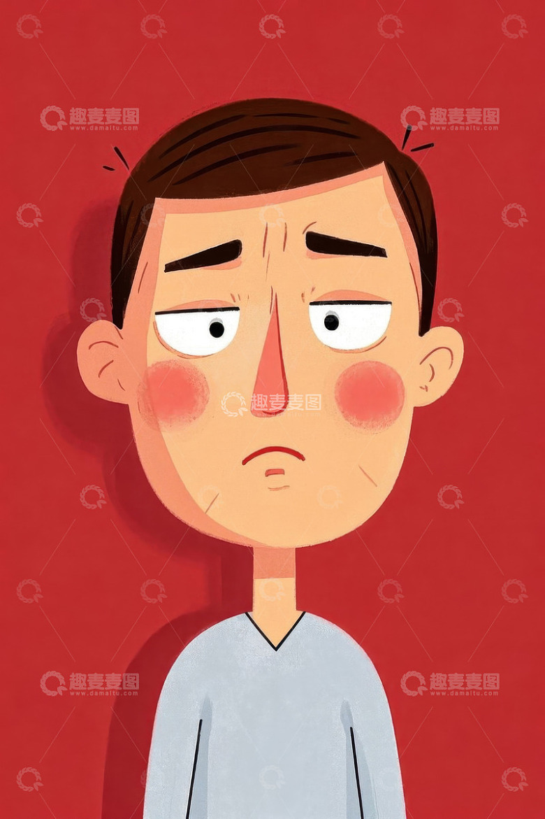 表情沮丧的卡通男人形象