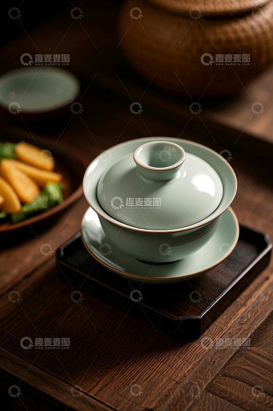 中式茶具特写静物