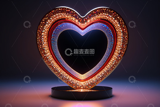 发光心形设计物品特写