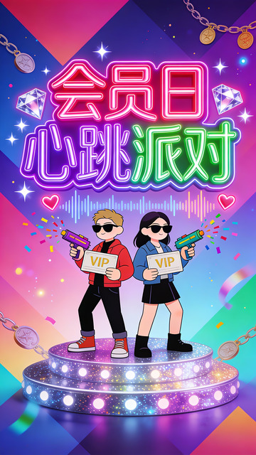 霓虹闪烁的会员日心跳狂欢派对