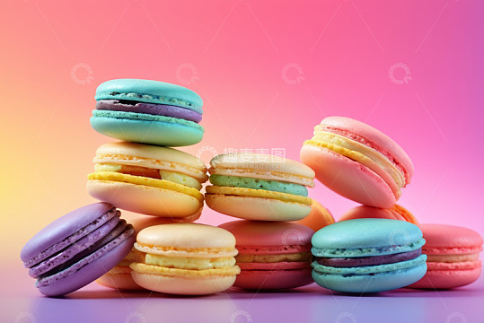 彩色马卡龙堆叠静物素材