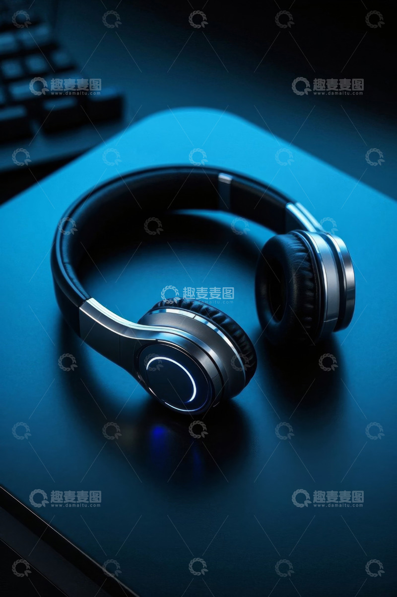 高清大图下载【趣麦麦图】桌面上的头戴式耳机