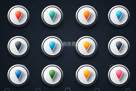 多色定位图标按钮素材