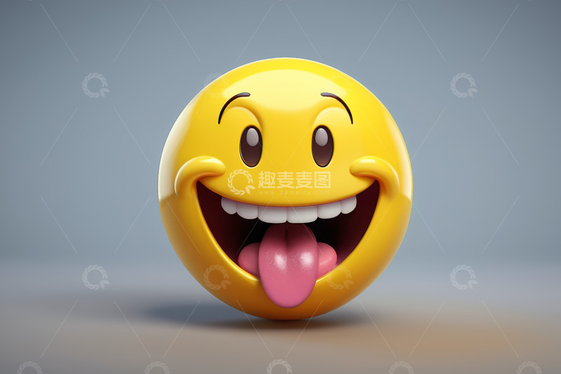 高清大图下载【趣麦麦图】黄色卡通吐舌表情符号