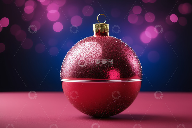 高清大图下载【趣麦麦图】红色圣诞装饰球特写