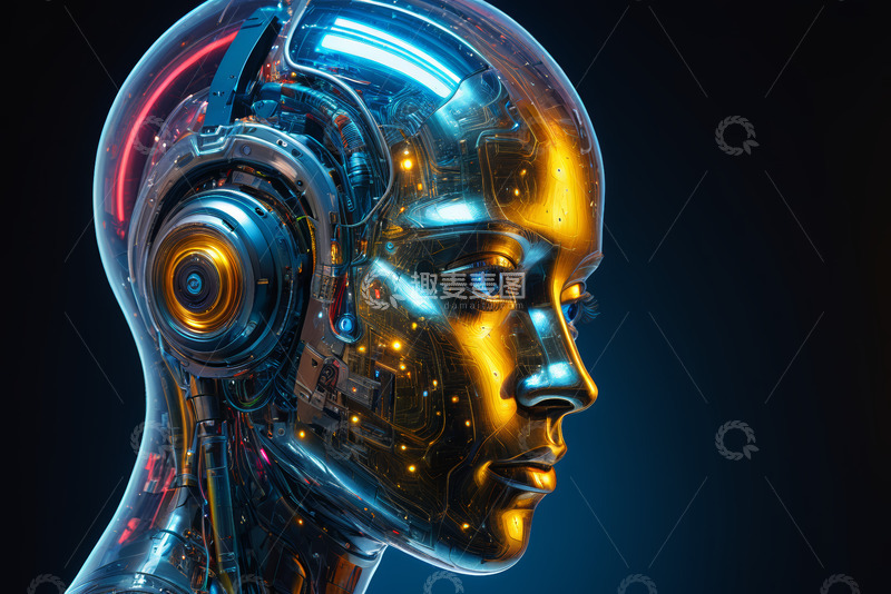 高清大图下载【趣麦麦图】人工智能机器人头部特写