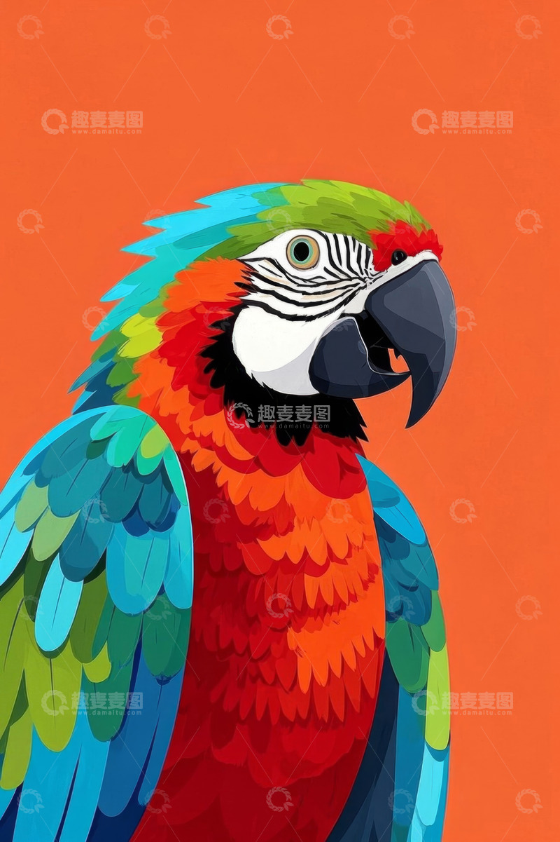 高清大图下载【趣麦麦图】彩色金刚鹦鹉特写