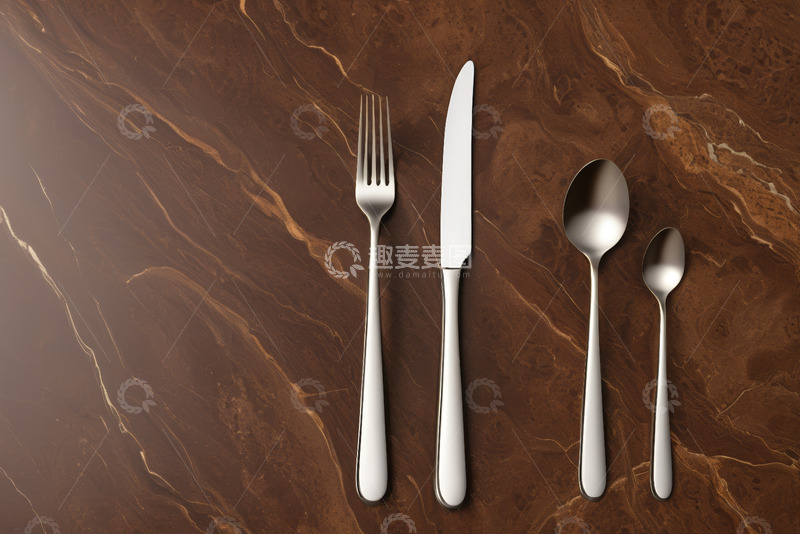 高清大图下载【趣麦麦图】棕色大理石桌面餐具摆放