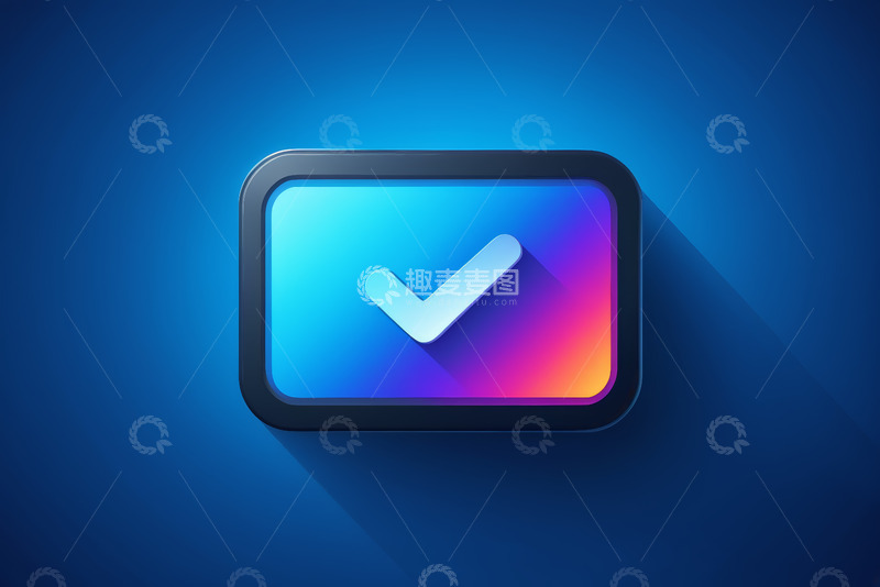 高清大图下载【趣麦麦图】蓝色背景勾选图标