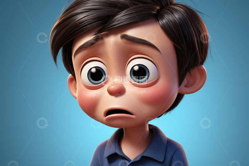 高清大图下载【趣麦麦图】卡通男孩惊讶表情特写