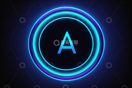 蓝色发光字母A抽象背景图