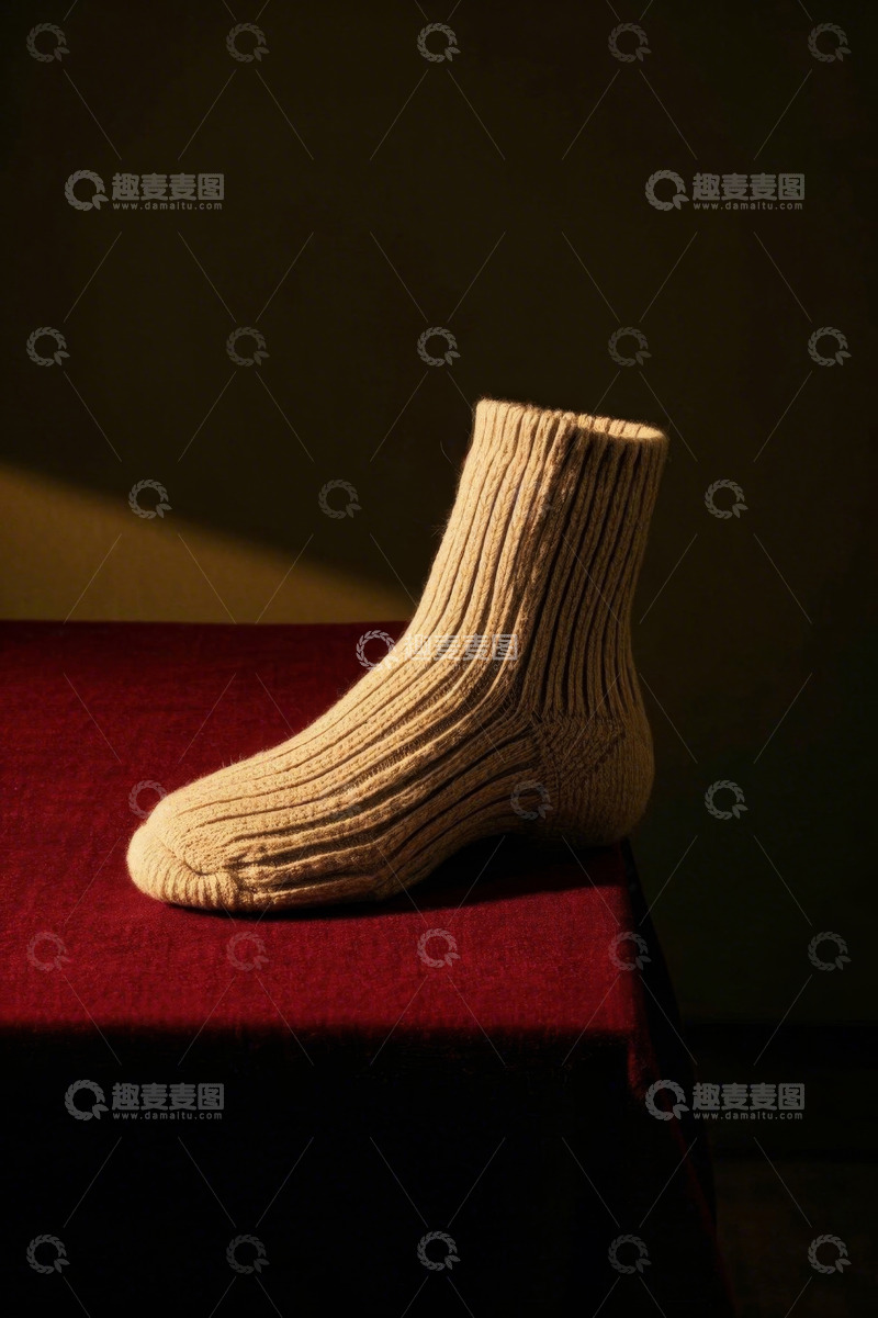 高清大图下载【趣麦麦图】米色针织袜子静物展示
