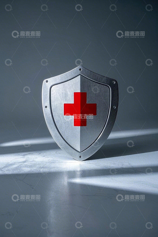 带红十字标志的盾牌特写