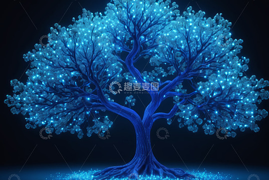 蓝色发光树素材
