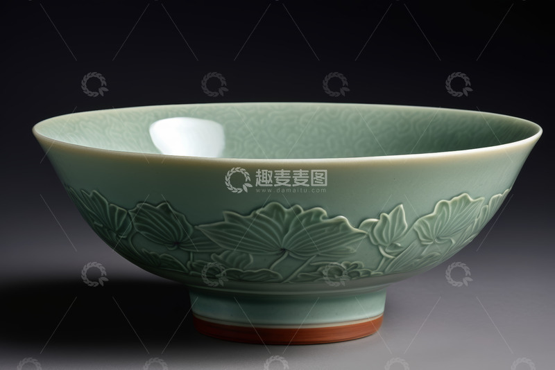 高清大图下载【趣麦麦图】青釉刻花瓷碗特写
