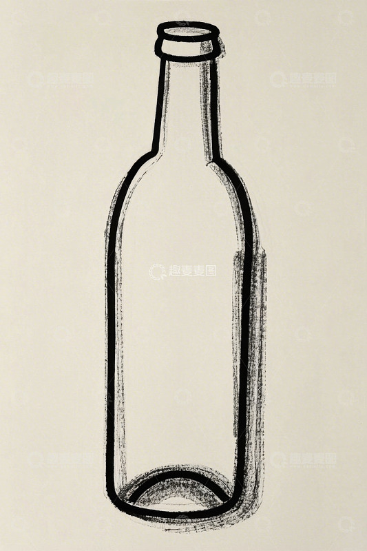 手绘线条玻璃酒瓶素材