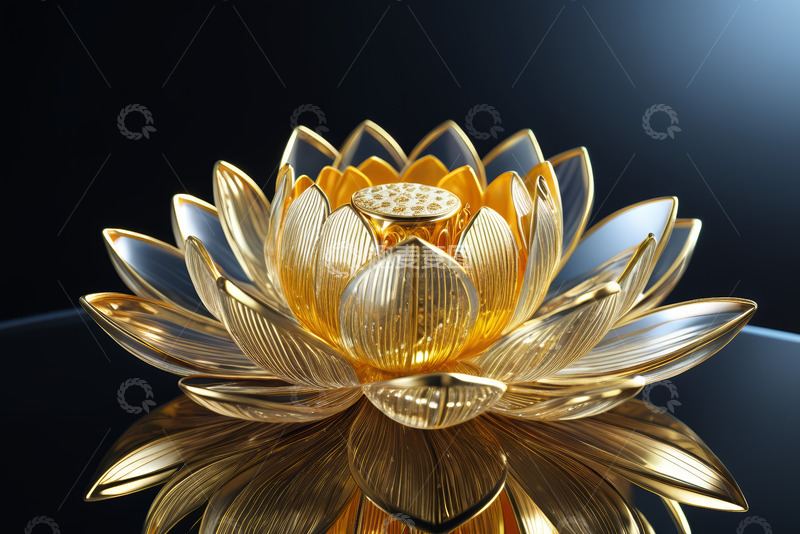 高清大图下载【趣麦麦图】金色莲花工艺品特写