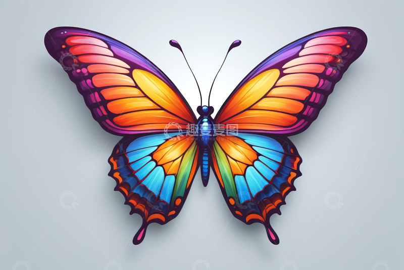 高清大图下载【趣麦麦图】彩色蝴蝶艺术插画