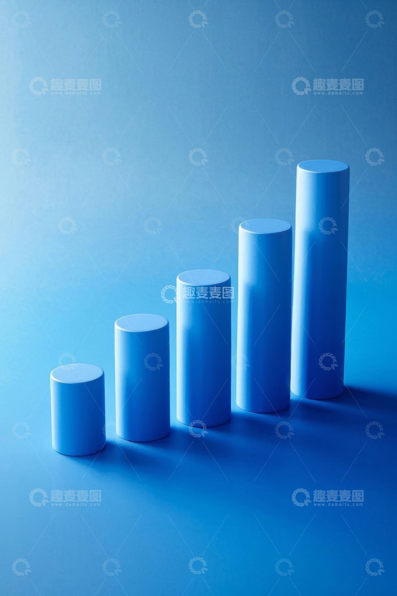 高清大图下载【趣麦麦图】蓝色柱状图表素材