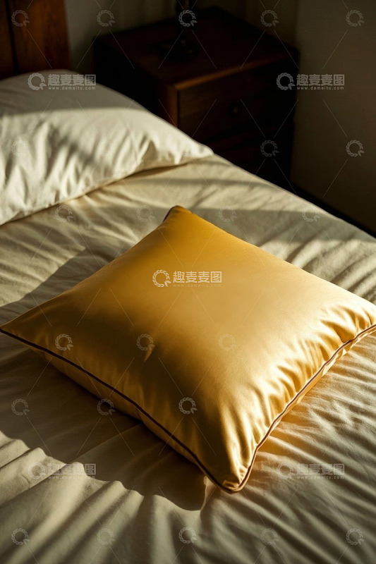 卧室床上的黄色枕头