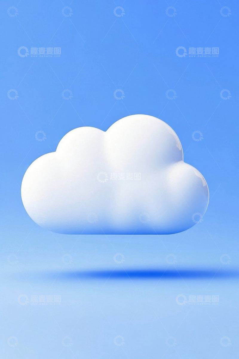 高清大图下载【趣麦麦图】蓝色背景上的立体云朵素材