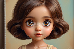 可爱小女孩卡通风格肖像