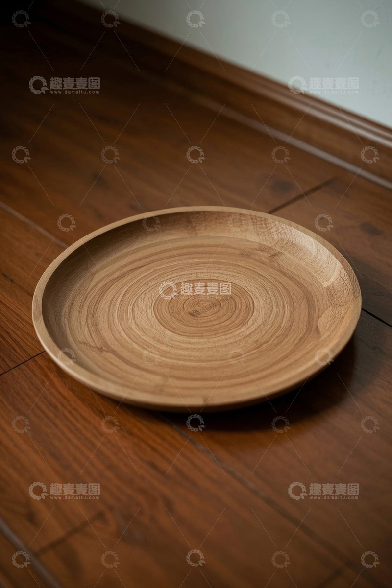 高清大图下载【趣麦麦图】木质圆盘置于木地板上