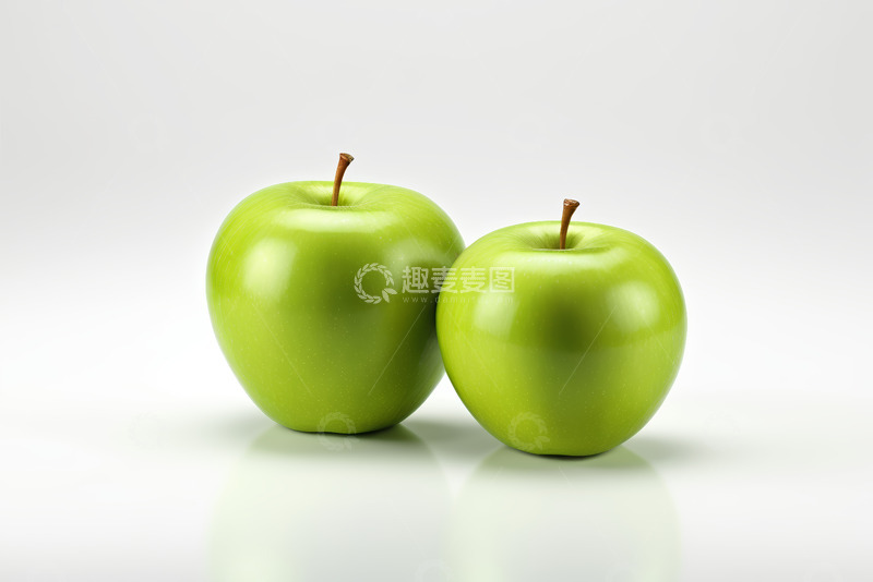 高清大图下载【趣麦麦图】两个绿色苹果静物特写