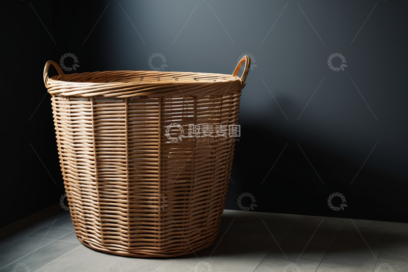 高清大图下载【趣麦麦图】棕色编织收纳篮特写