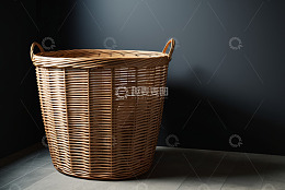 棕色编织收纳篮特写