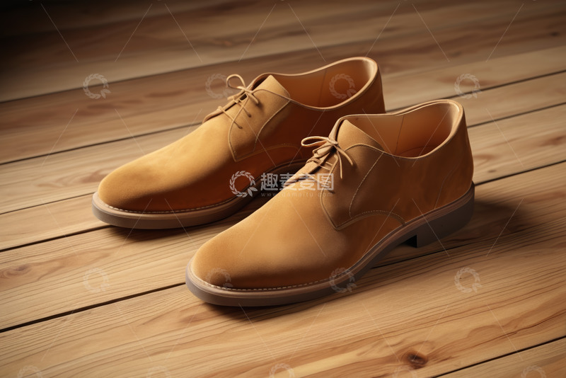 高清大图下载【趣麦麦图】木质地板上的男士系带皮鞋