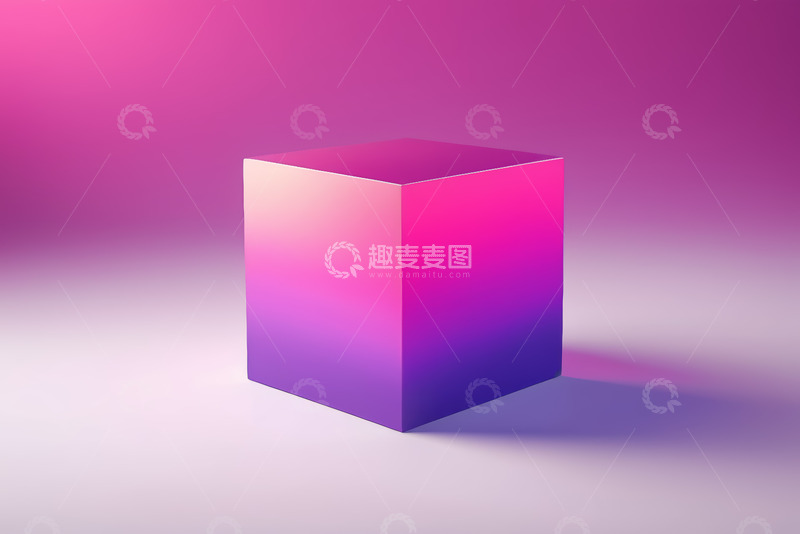 高清大图下载【趣麦麦图】粉紫色渐变立方体