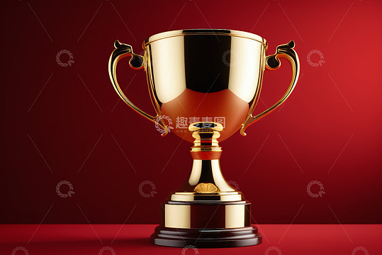 红色背景上的金色奖杯