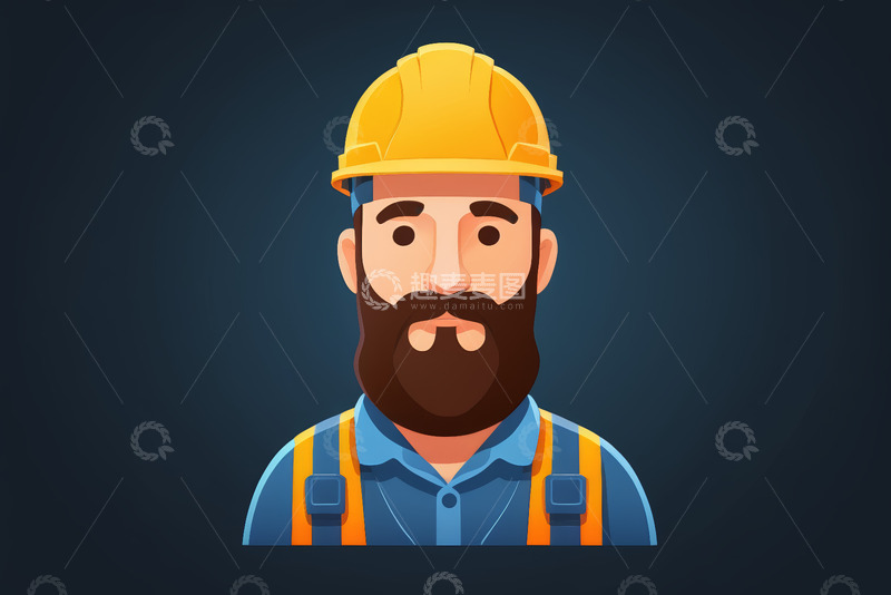 高清大图下载【趣麦麦图】卡通工人形象头像
