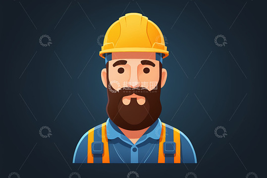 卡通工人形象头像