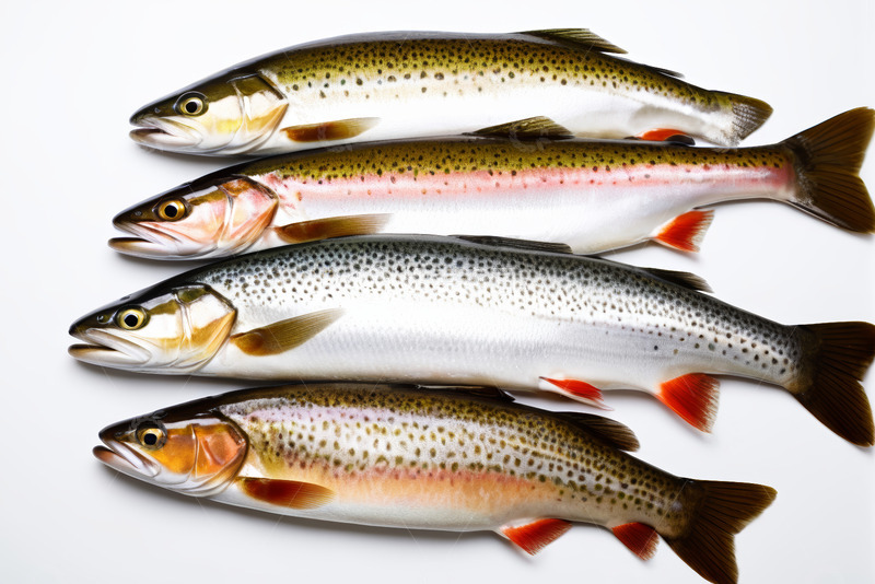 高清大图下载【趣麦麦图】四条鳟鱼摆拍特写