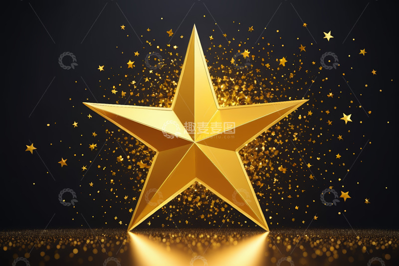 高清大图下载【趣麦麦图】金色五角星带闪耀背景素材