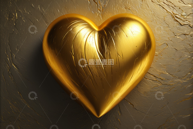 高清大图下载【趣麦麦图】金色心形图案特写