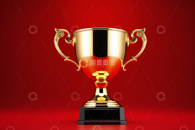 红色背景金色奖杯
