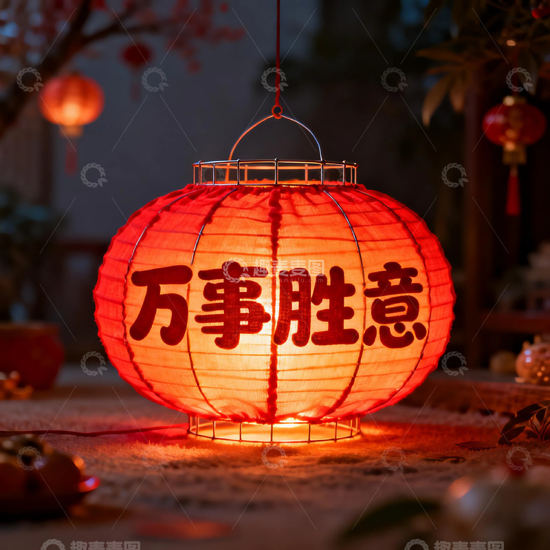 高清大图下载【趣麦麦图】春节红灯笼万事胜意
