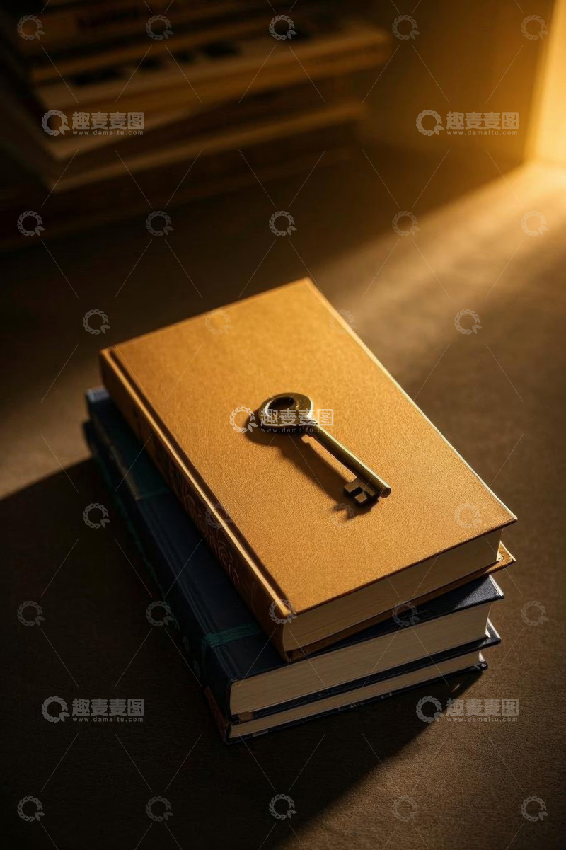 高清大图下载【趣麦麦图】书本上放置复古钥匙静物场景