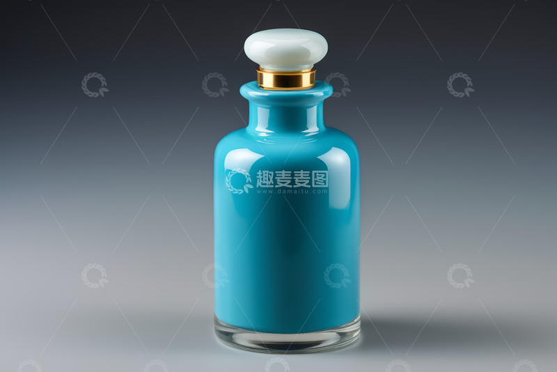 高清大图下载【趣麦麦图】蓝色玻璃瓶特写
