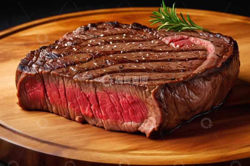 高清大图下载【趣麦麦图】木盘上的美味牛排
