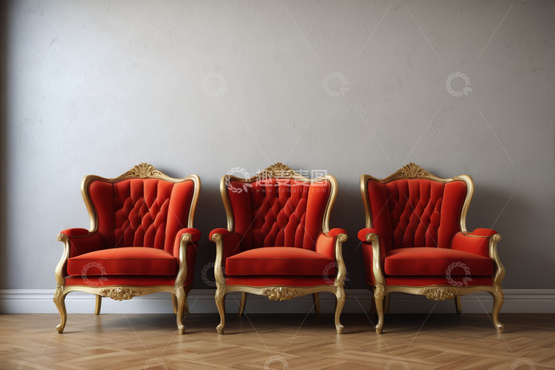 高清大图下载【趣麦麦图】室内红色装饰椅子特写