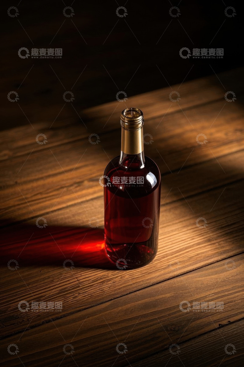 高清大图下载【趣麦麦图】木质桌面上的玻璃酒瓶