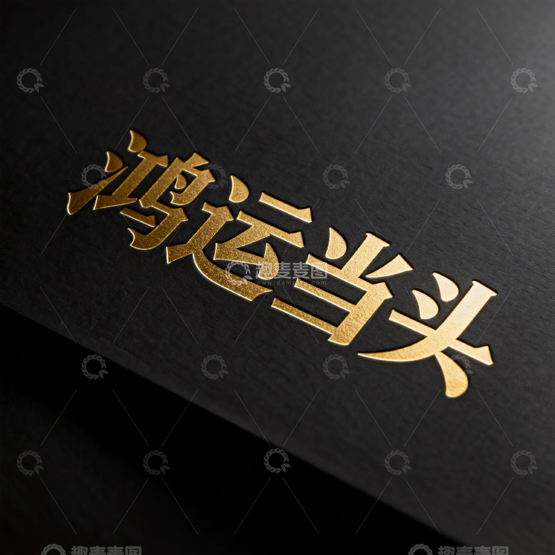 高清大图下载【趣麦麦图】鸿运当头金色书法字体设计