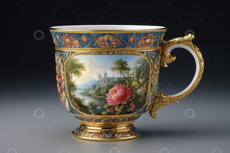 高清大图下载【趣麦麦图】复古装饰瓷器杯