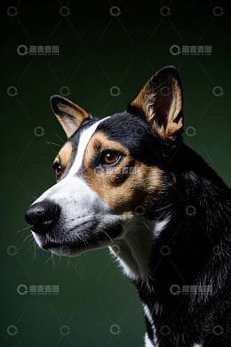 三色犬头部特写