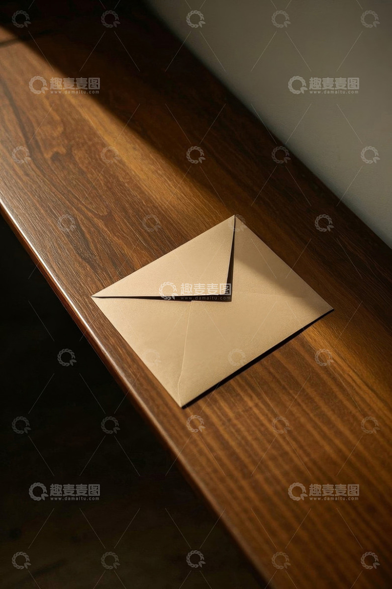 木桌上的棕色信封