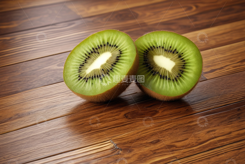 高清大图下载【趣麦麦图】木质桌面上的切开猕猴桃